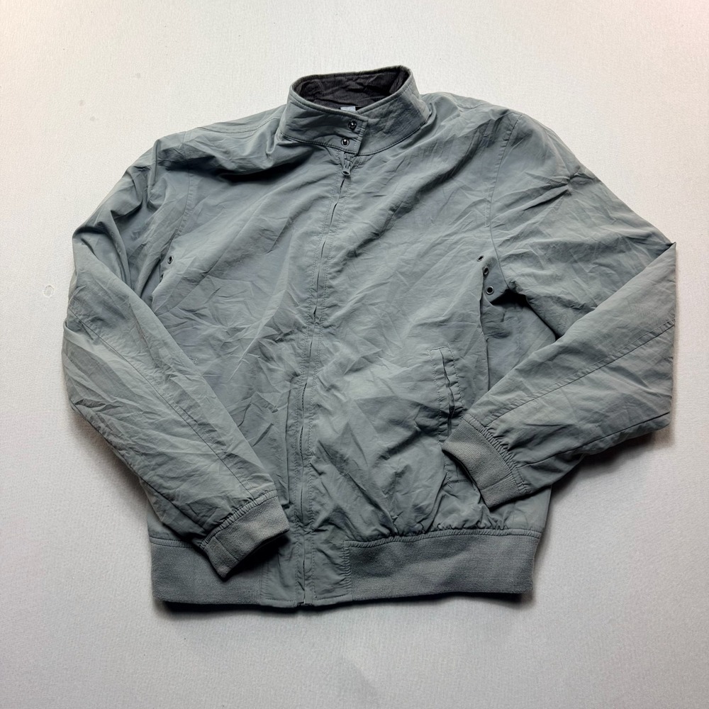 Topman Harrington Jacket Mens Large Grey Good Full Zip Mock Neck Lightweight